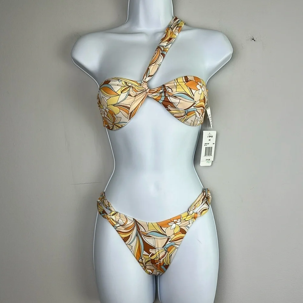 NEW L*Space Mick Bikini Top Jagger Bottom in Souldshine Floral Size XS Nylon